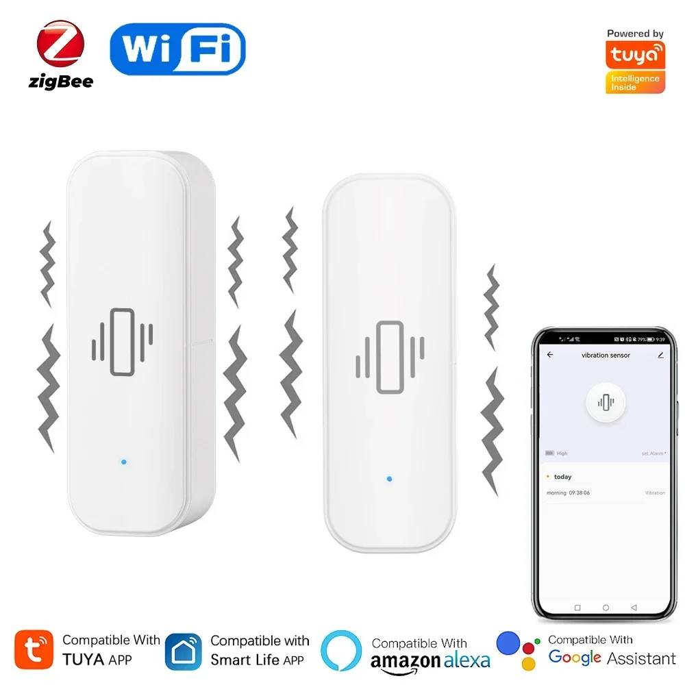 ali-3256807088673279 Tuya WiFi/Zigbee Smart Vibration Sensor Home Security Protection Smartlife App Real-time Remote Monitor Alarm Notification - Image 1