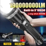 19000000LM Super Powerful Flashlight Built-in Battery High Power Torch Rechargeable LED Light Big Aperture Camping COB Lantern