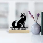 1pc Fashion Personalized Custom Fox Metal Statues Farmhouse Kitchen Decor with Wooden Frame Perfect for Country Homes