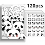 120pcs Hypoallergenic, Waterproof, Alcohol-Free Skin Patches, Adorable Panda Design, Perfect for Covering Pimples and Skin Blemi
