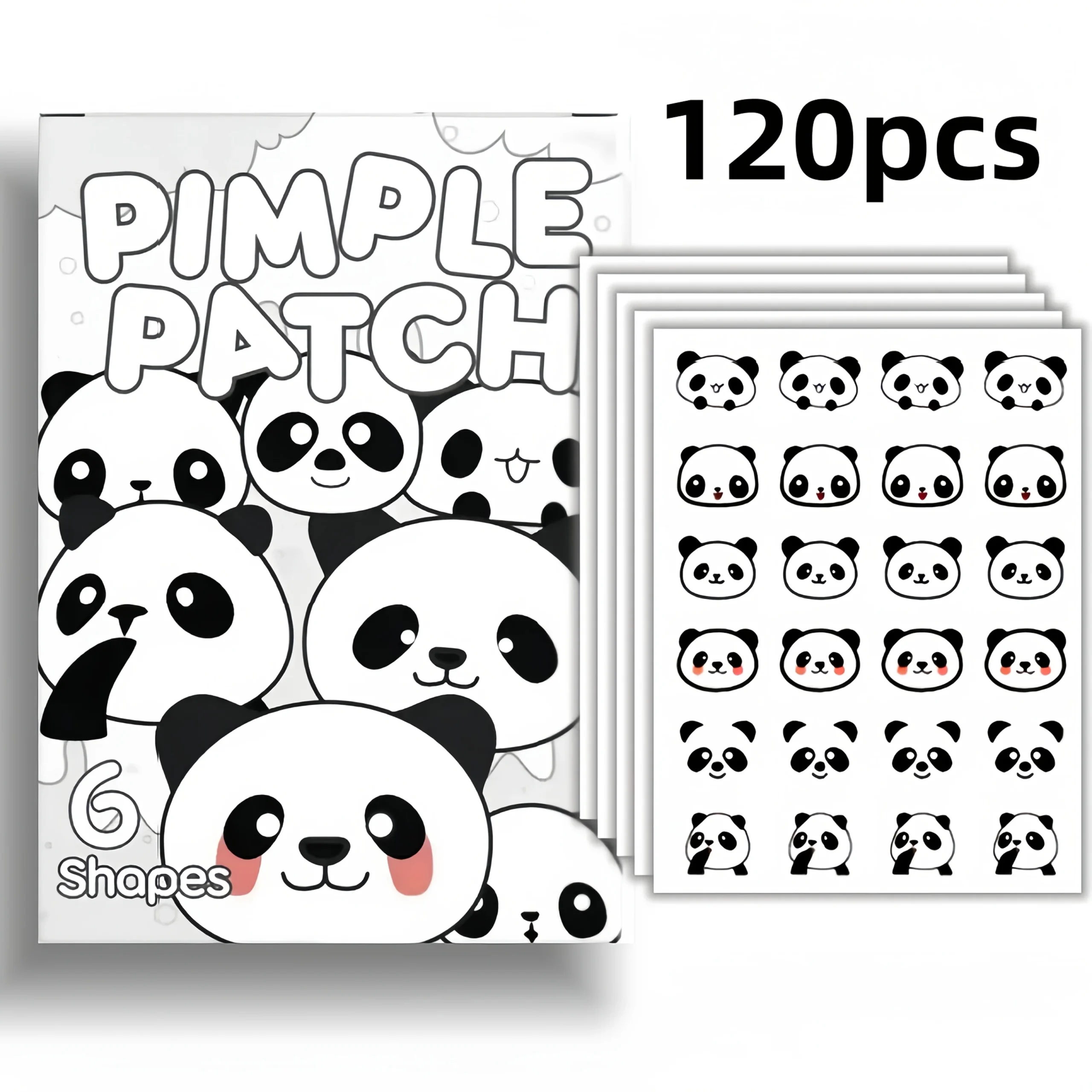 ali-3256811723327112 120pcs Hypoallergenic, Waterproof, Alcohol-Free Skin Patches, Adorable Panda Design, Perfect for Covering Pimples and Skin Blemi - Image 1