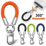 Metal Phone Lanyard Gasket Patch Rotatable Metal Buckle Hanging Steel Clip Card Cord Tab Mobile Phone Accessories
