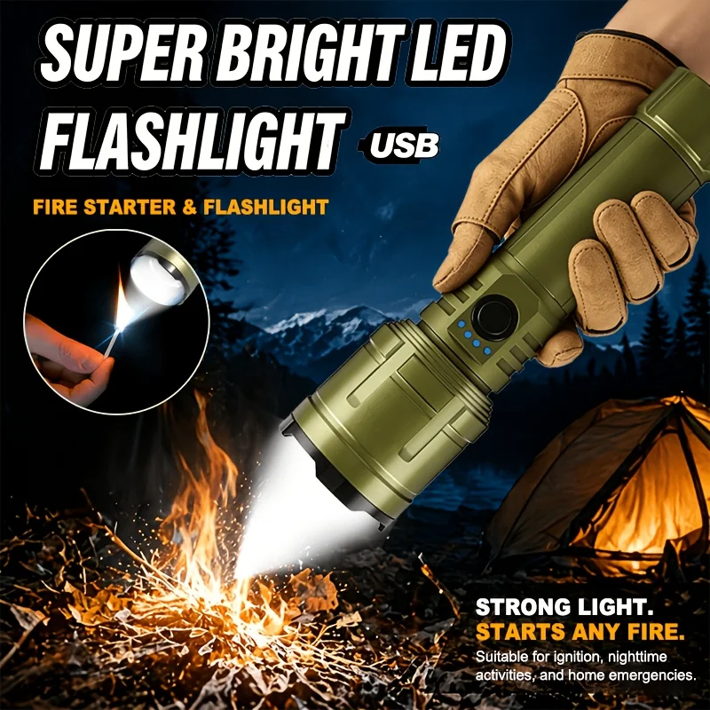 ali-3256812154246944 Flashlight Lighter & Power Bank Combo,Rechargeable,Zoomable Super Bright Beam,5 Modes Flashlight for Outdoor Camping Emergency - Image 1