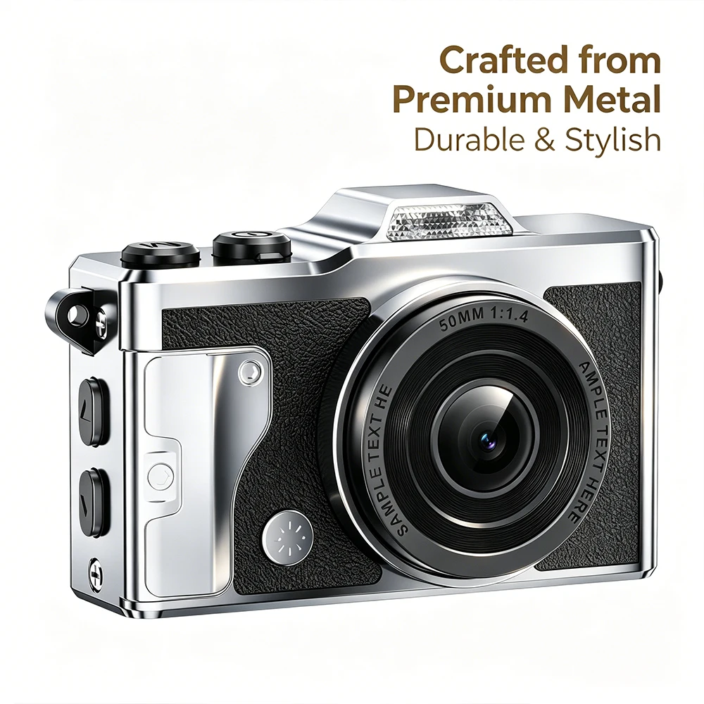 ali-3256812242652673 Mini Thumb Digital Camera 4K HD Pocket Cam 21.2g Lightweight Vintage Metal Camcorder OTG Transfer Built-in Flash Portable Kids - Image 1