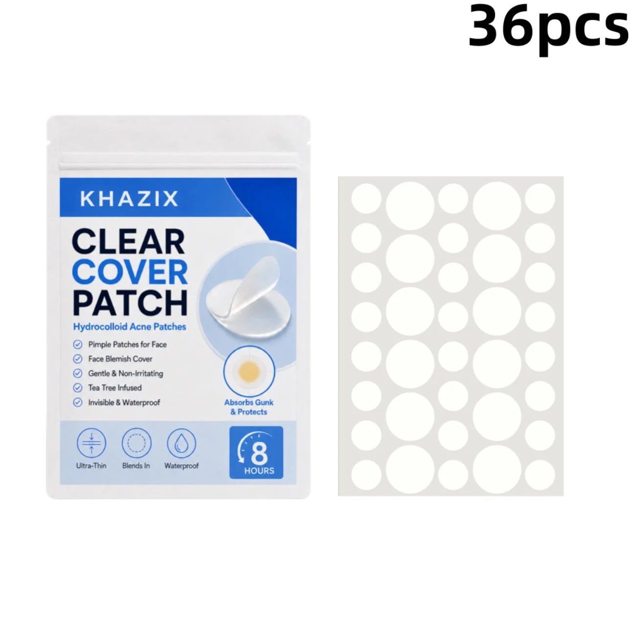 ali-3256812279302460 36pcs Transparent Pimple Patches Hydrocolloid Acne Spot Stickers, Invisible Blemish Cover Patch, Waterproof Face Care - Image 1
