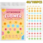 40/100pcs Flower Hydrocolloid Spot Cover Patches, Cute Face Stickers, Easy Peel Daily Skin Care for Day Night Use