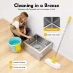 Stainless Steel Floor Mop Sink Basin 304 Laundry Utility Tubs with Drain Basket Heavy Duty Large Deep Cleaning Station for Kitchen Restaurant Garage Home Use