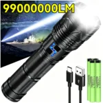 99000000LM Super Bright LED Flashlight 100W GT60 Long Range Powerful Torch Type-c Rechargeable Outdoor Flashlight Power Display