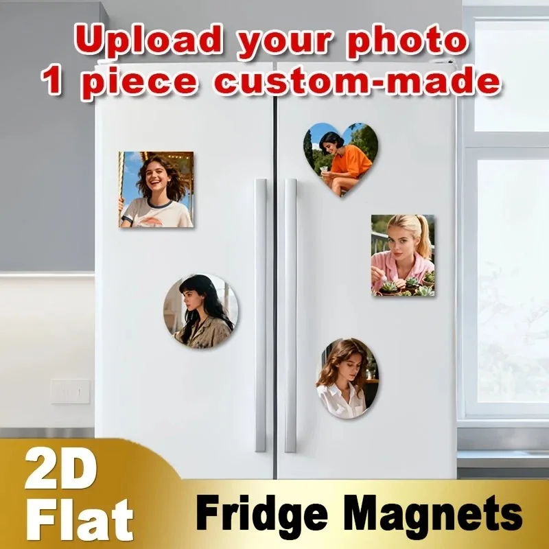 ali-3256812638417908 Custom Photo Fridge Magnet 2D Flat Personalized Picture Refrigerator Magnet Customized Family Pet Photo Kitchen Home Decor - Image 1