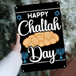 CIFBUY Vintage Jewish Challah & Menorah Aluminum Wall Art Waterproof Metal Decor for Home Kitchen Dining Room Wall Hanging