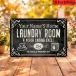 Custom Name Laundry Sign, Endless Cycle Wall Decor For Home Kitchen Apartment (Decorative Use Only)