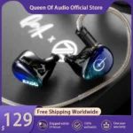 New QoA X 7th Acoustics Ryusei Headphone Single Nano Gold Plated Dynamic Driver In Ear Earphones With HiFi Earbuds Cable Plug