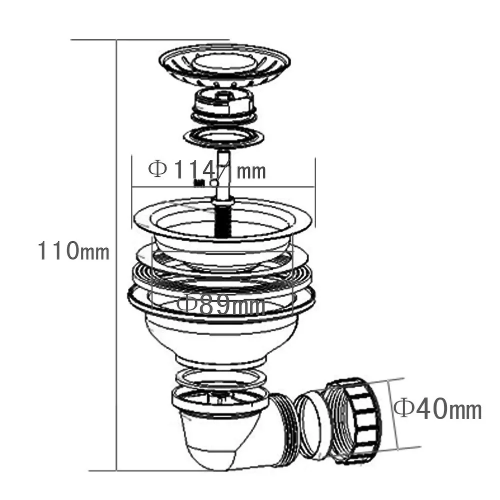 ali-3256812694662118 Stainless Steel Kitchen Drain Pipe 114mm Back Drain System Easy Install Leak Resistant For Home Dual Filter System Drain Straine - Image 1