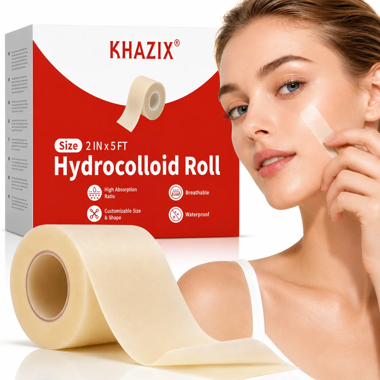 ali-3256812892470461 Hydrocolloid Pimple Patch Roll Transparent Acne Cover Sticker Cuttable Face Spot Patch for Daily Blemish Skin Care - Image 1