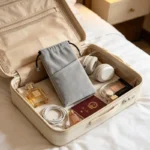 1Pcs Anti-Scratch Power Bank Storage Pouch Soft Velvet Drawstring Closure Portable Bag for Hiking Travel Use