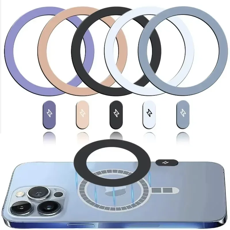 ali-3256812933183058 5/1Pcs Metal Plate Sticker Rings Universal Wireless Charger Magnetic Rings Car Mobile Phone Holder Iron Sheet for iPhone 15 14 - Image 1
