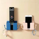 No Drill Wall Storage Rack Multicolor Remote Control Organizer Mobile Phone Charging Holder With Side Hooks For Household