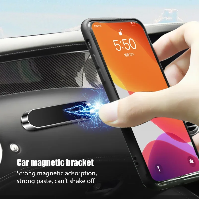 ali-3256812998141807 Magnetic Car Phone Holder Rotatable Mini Strip Shape Stand Metal Strong Magnet GPS Car Mount for iPhone 16 Xiaomi Huawei Samsung - Image 1