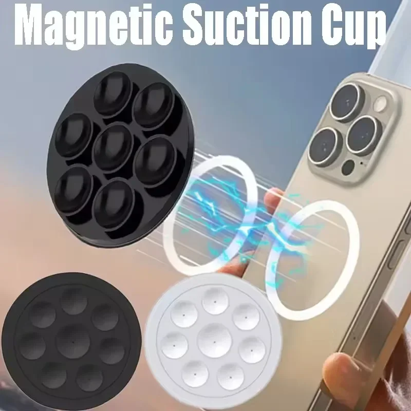 ali-3256813000403410 For Magsafe Magnetic Suction Cup Phone Holder Silicone Magnet Wall Mount CellPhone Stand Universal Bracket For IPhone 15 Samsung - Image 1