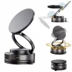 Upgraded 360°Vacuum Magnetic Phone Holder, Magnetic Car Phone Mount, Hands-Free Suction Cup Phone Holder for Car/Gym/Mirror