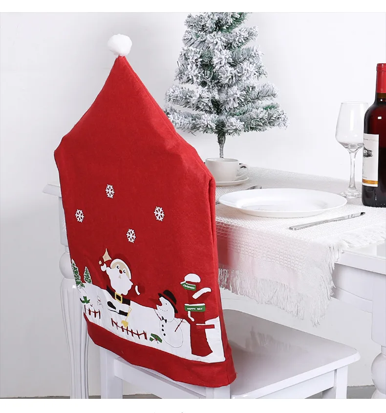 ali-3256813153152396 2026 Cute Santa Claus Printed Non Woven Chair Slipcover Xmas Home Kitchen Dining Christmas Festival Decoration Supplies - Image 1