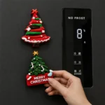 Christmas Refrigerator Magnets Set Merry Christmas Tree Wreath Fridge Sticker 3D Resin Home Kitchen Decoration Xmas Gift Supplie