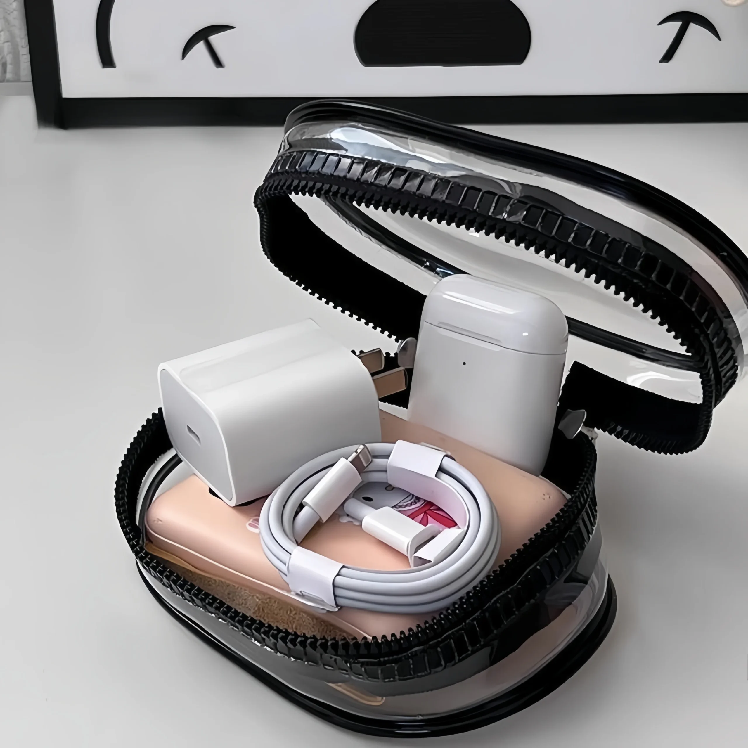 ali-3256813188834951 Data Cable Charger Power Outlet Clear Storage Box Earphone Wire Organizer Case Mobile Phone Cord Pouch Transparent Dustproof Plastic Electronic Accessories Container For Desk Cable Management Office Travel Tech Cord Wires Organizer Box Storage Container - Image 1